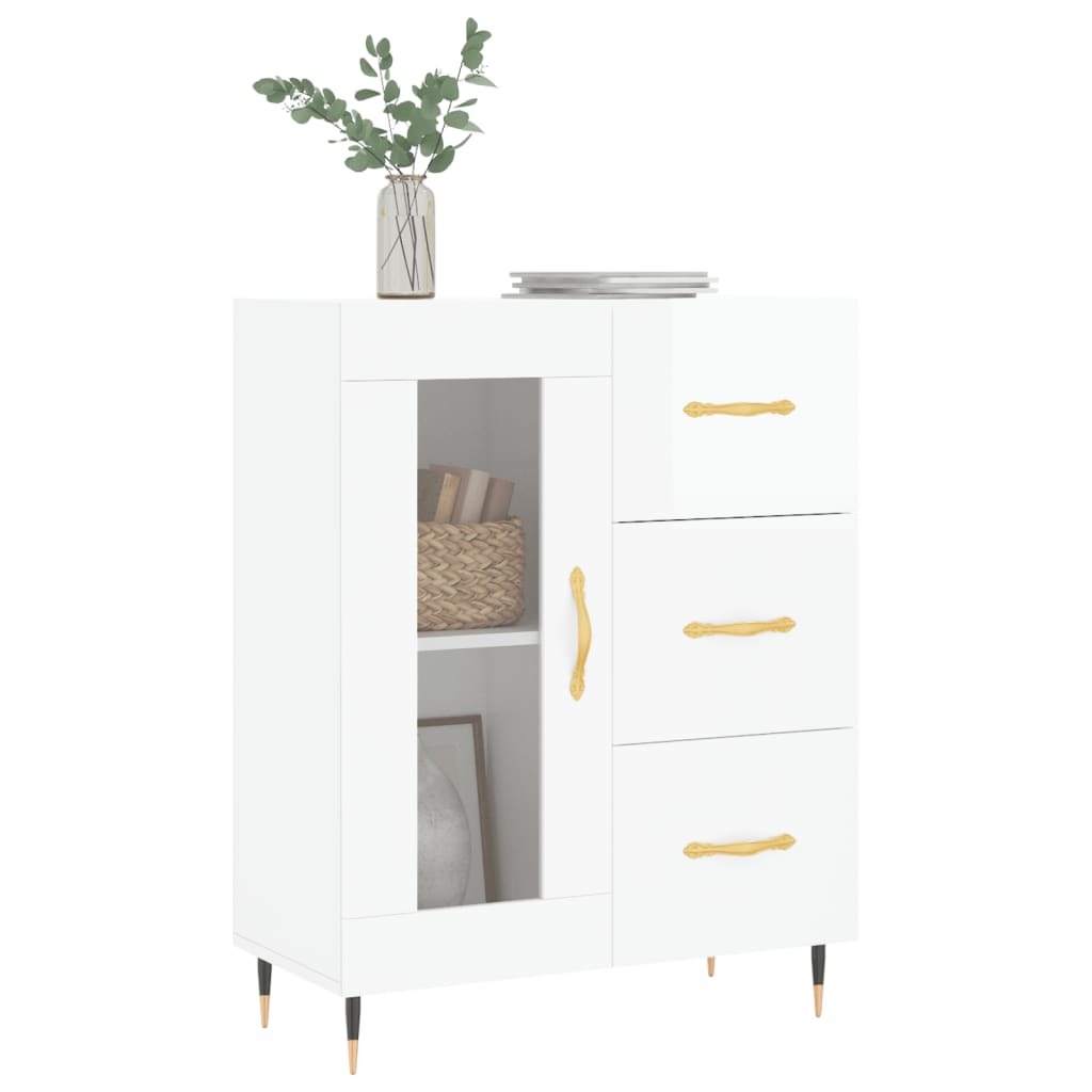 Shiny white buffet 69.5x34x90 cm Engineering wood