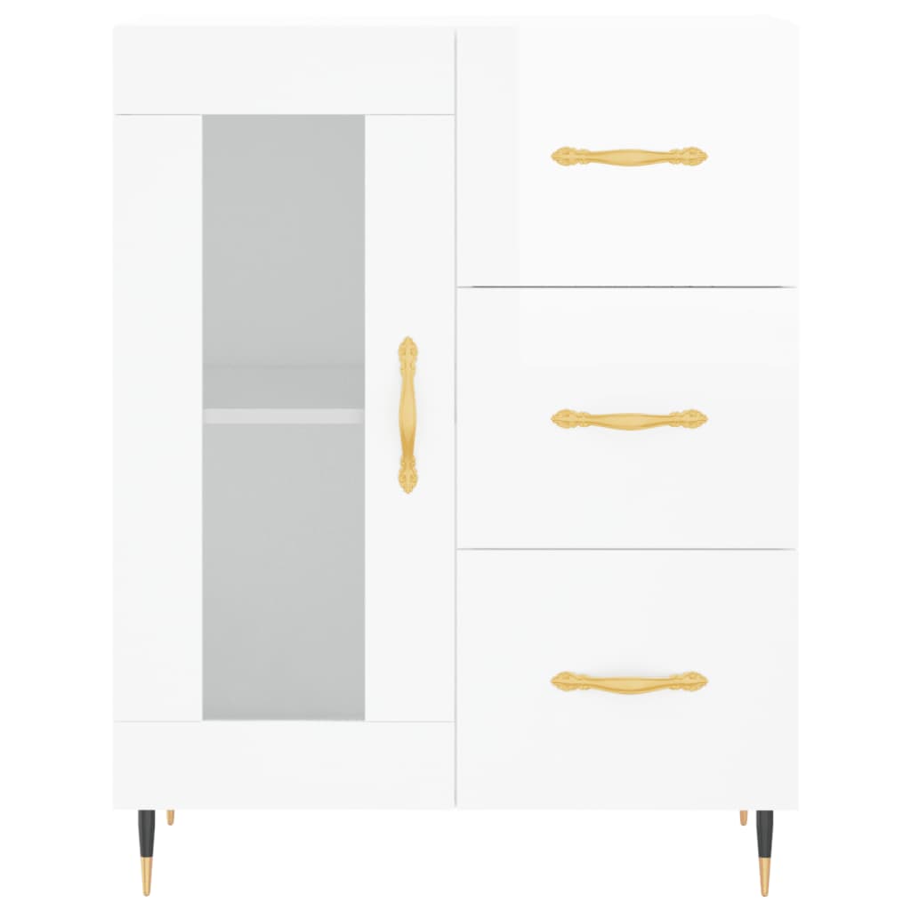 Credenza Bianco lucido 69,5x34x90 cm MDF