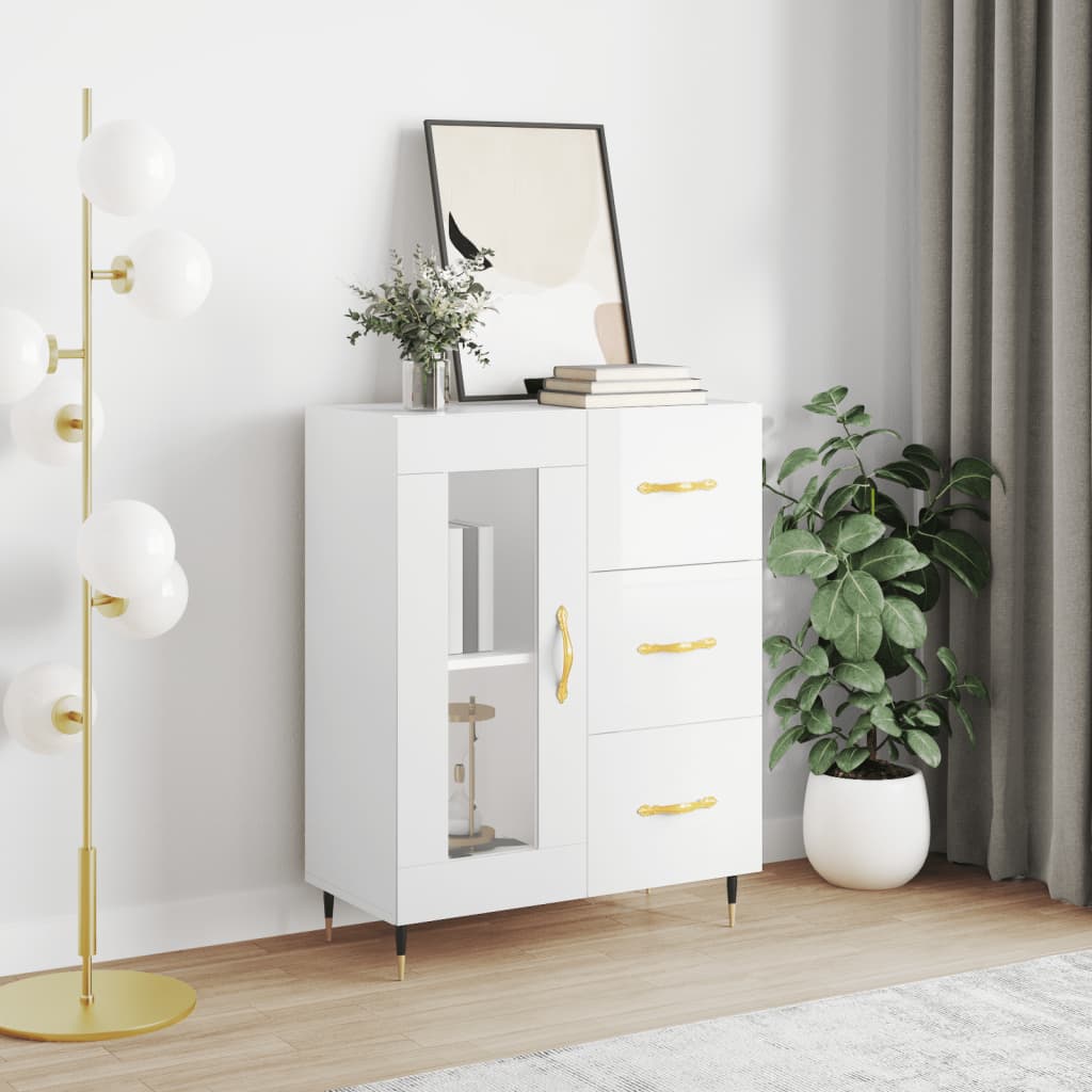 Credenza Bianco lucido 69,5x34x90 cm MDF