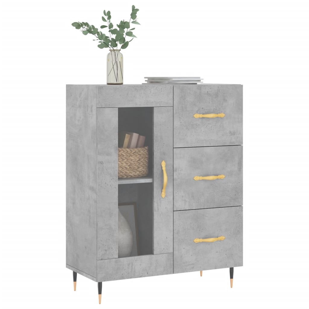 Buffet gris béton 69,5x34x90 cm bois d'ingénierie