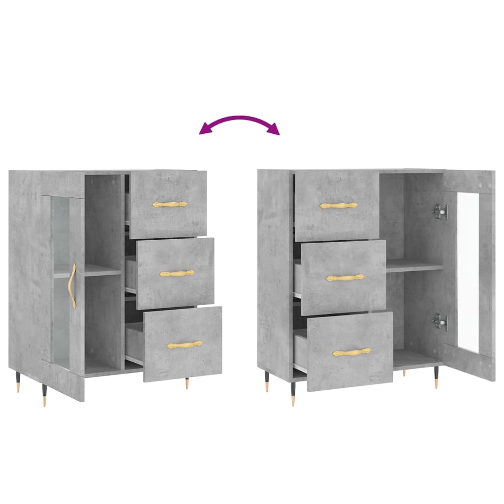 Credenza grigio cemento 69,5x34x90 cm in multistrato