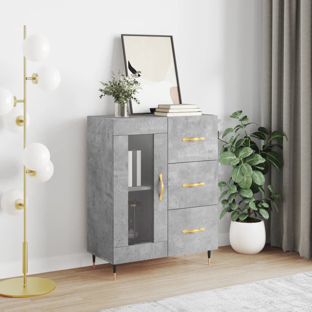 Credenza grigio cemento 69,5x34x90 cm in multistrato