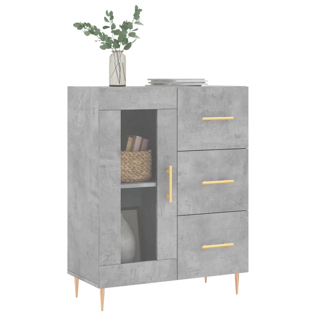 Credenza grigio cemento 69,5x34x90 cm in multistrato