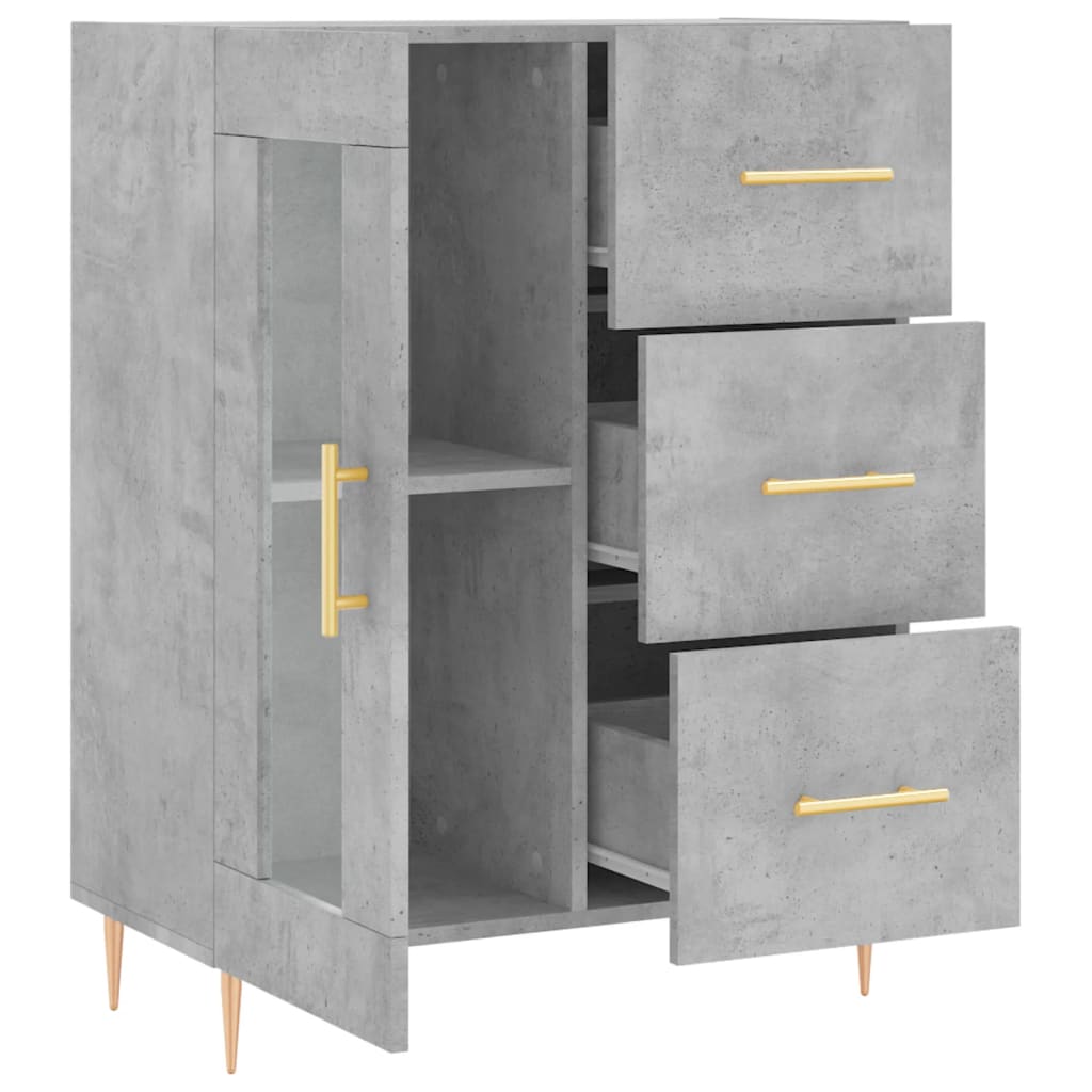 Credenza grigio cemento 69,5x34x90 cm in multistrato