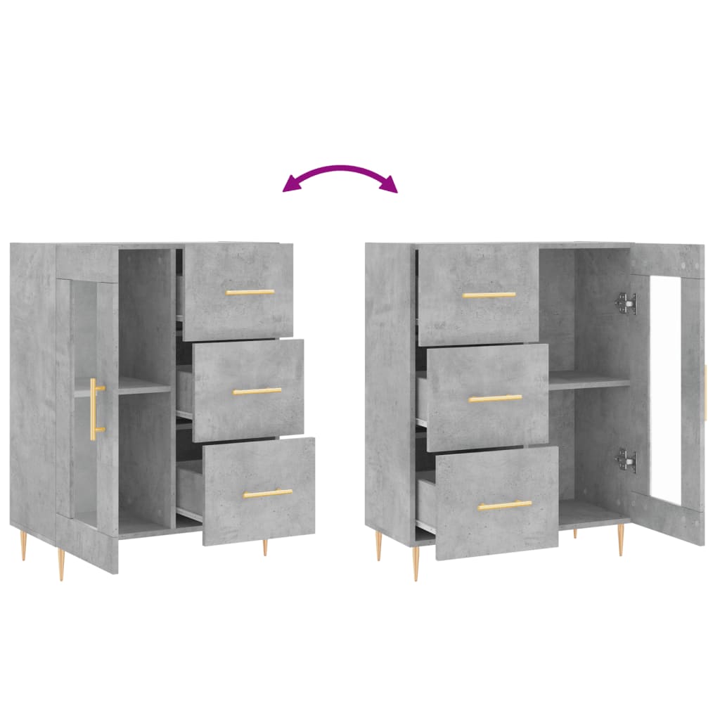 Credenza grigio cemento 69,5x34x90 cm in multistrato