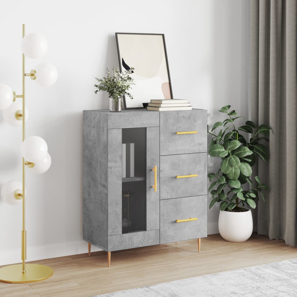 Credenza grigio cemento 69,5x34x90 cm in multistrato