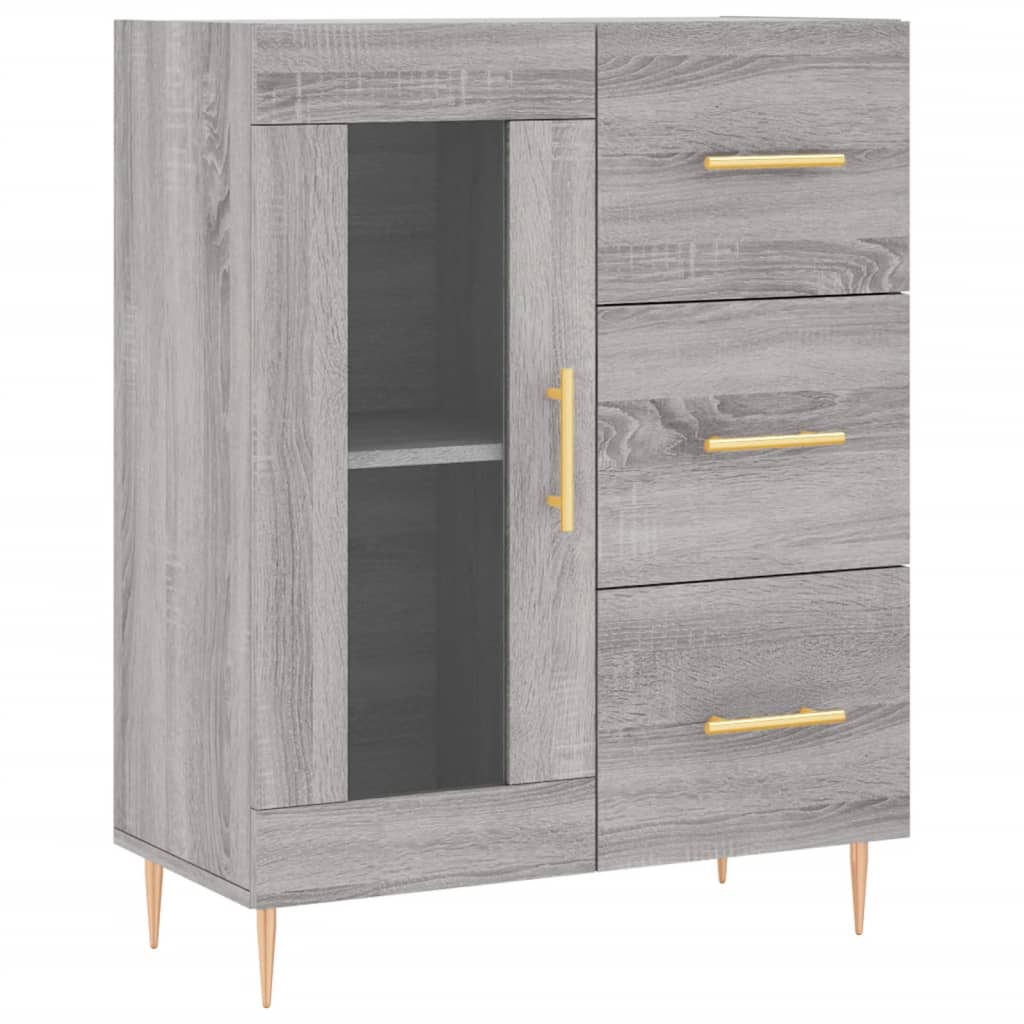 Credenza Sonoma grigia 69,5x34x90 cm in derivati ​​del legno