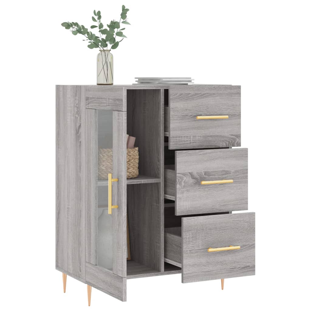 Credenza Sonoma grigia 69,5x34x90 cm in derivati ​​del legno