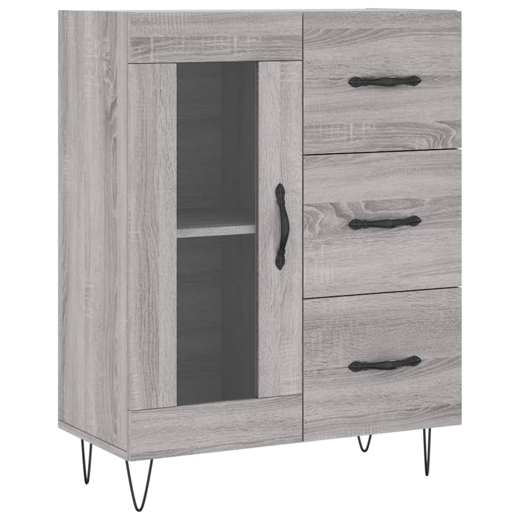 Credenza Sonoma grigia 69,5x34x90 cm in derivati ​​del legno