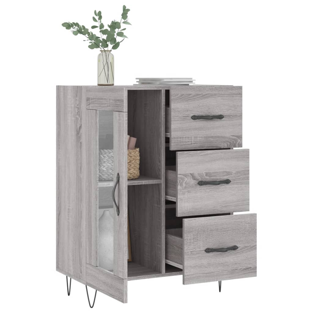 Credenza Sonoma grigia 69,5x34x90 cm in derivati ​​del legno