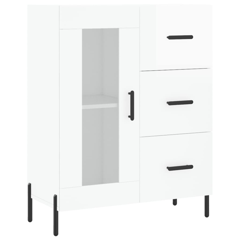 Shiny white buffet 69.5x34x90 cm Engineering wood