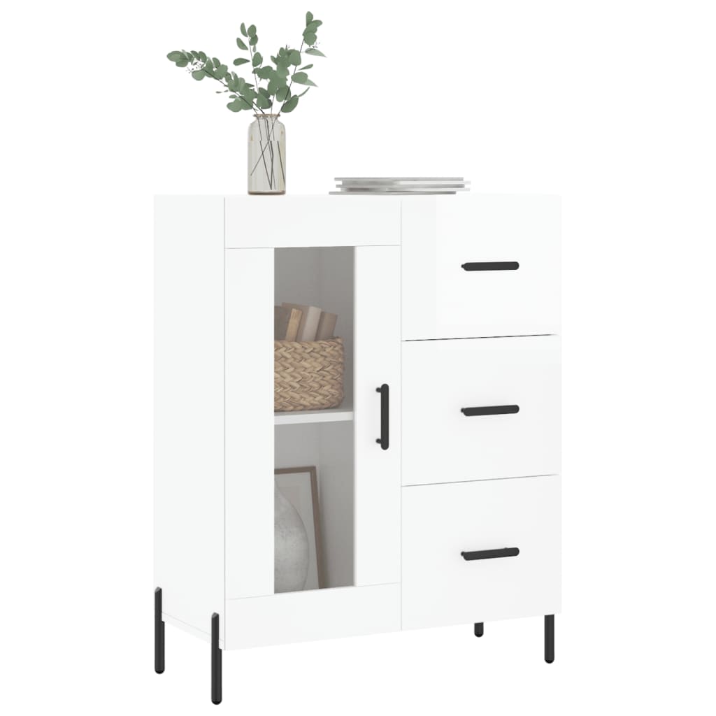 Shiny white buffet 69.5x34x90 cm Engineering wood