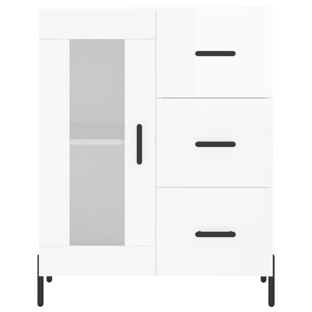 Glänzendes weißes Buffet 69.5x34x90 cm Engineering Holz