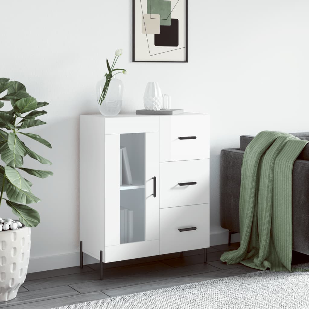 Credenza Bianco lucido 69,5x34x90 cm MDF