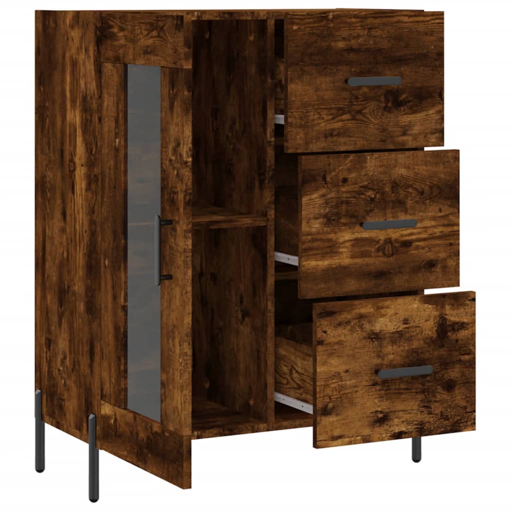 Buffet chêne fumé 69,5x34x90 cm bois d'ingénierie