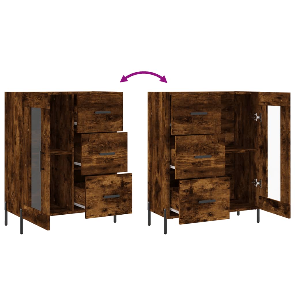 Buffet chêne fumé 69,5x34x90 cm bois d'ingénierie