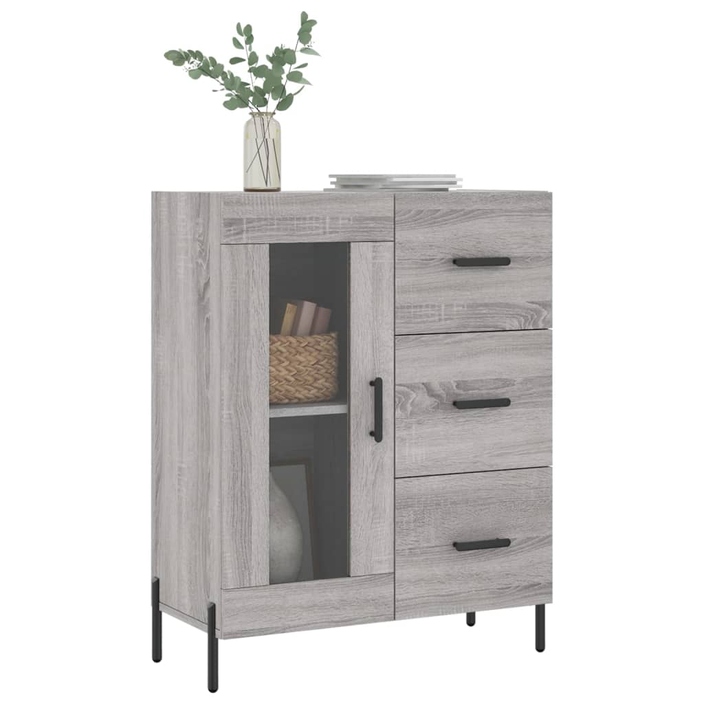 Credenza Sonoma grigia 69,5x34x90 cm in derivati ​​del legno