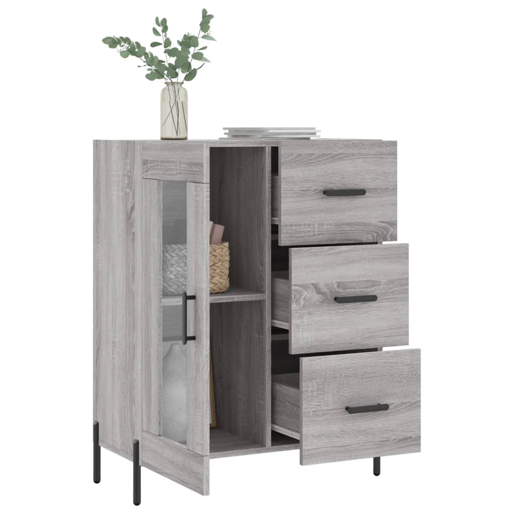 Credenza Sonoma grigia 69,5x34x90 cm in derivati ​​del legno