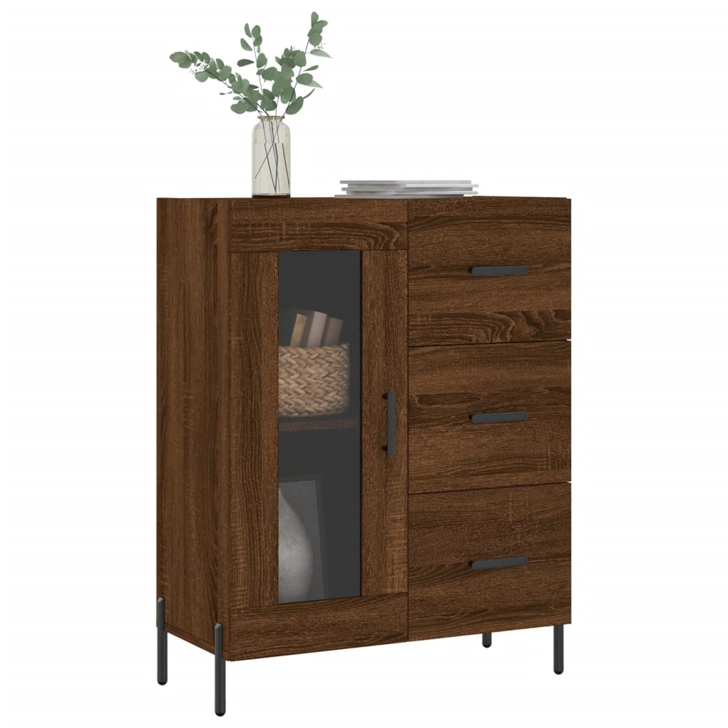 Buffet chêne marron 69,5x34x90 cm bois d'ingénierie