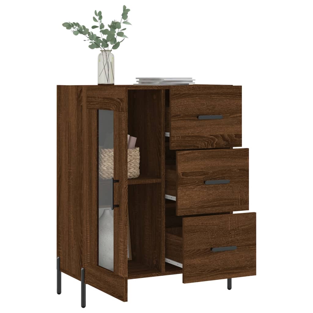 Buffet chêne marron 69,5x34x90 cm bois d'ingénierie