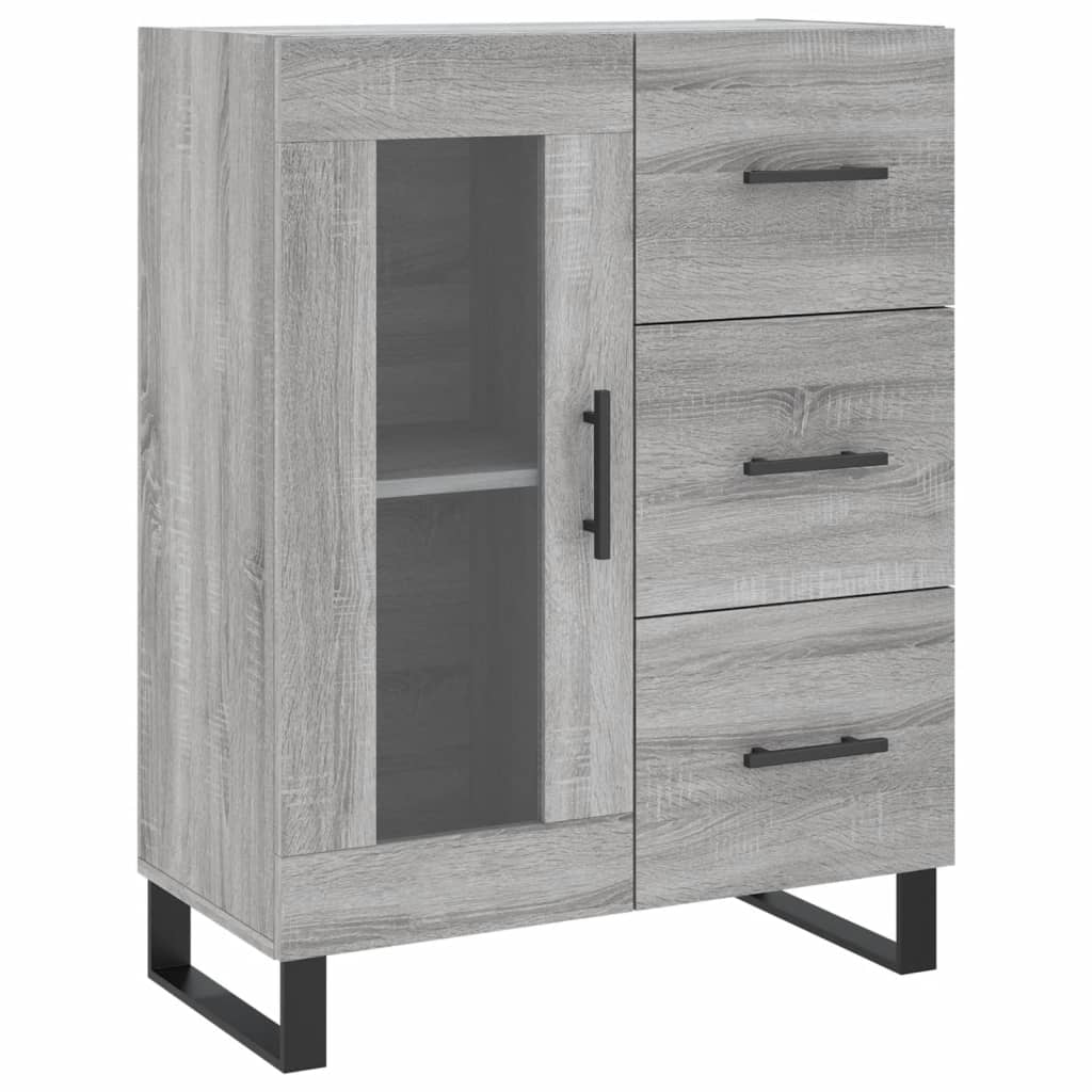 Credenza Sonoma grigia 69,5x34x90 cm in derivati ​​del legno