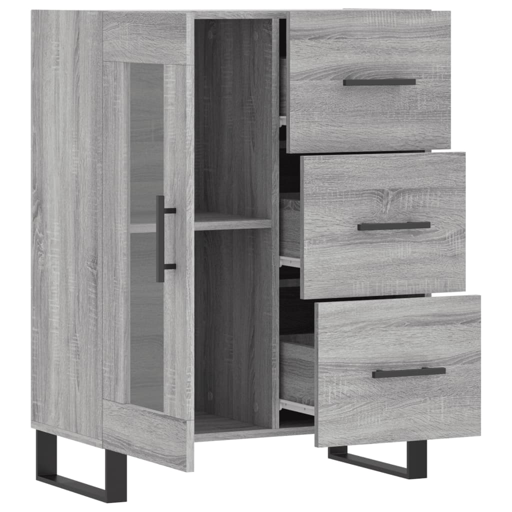 Credenza Sonoma grigia 69,5x34x90 cm in derivati ​​del legno