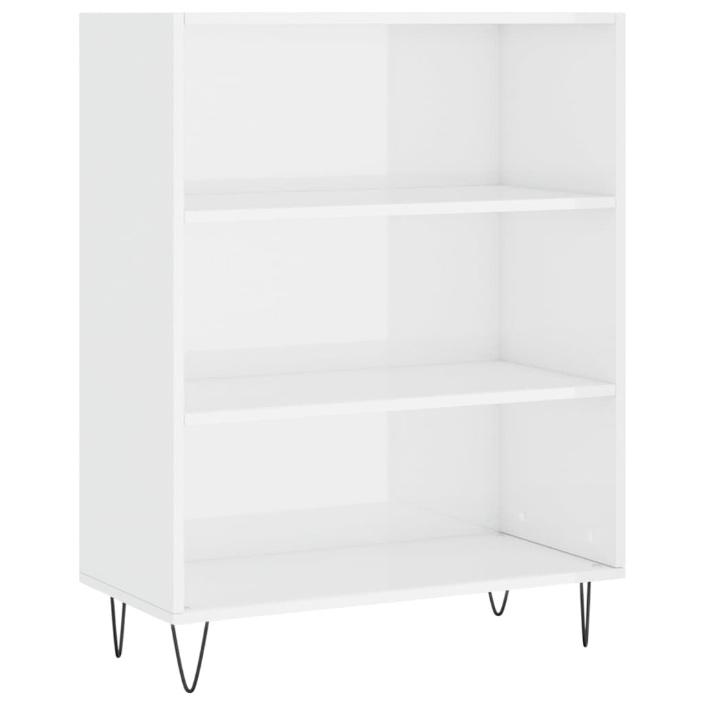 Libreria bianca brillante 69.5x32.5x90 cm legno di ingegneria