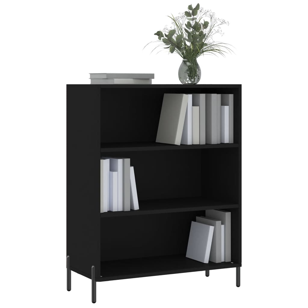 Black shelving cabinet 69.5x32.5x90 cm Engineering wood