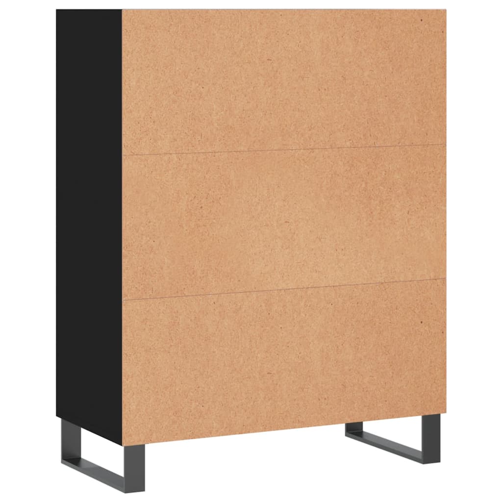 Black shelving cabinet 69.5x32.5x90 cm Engineering wood