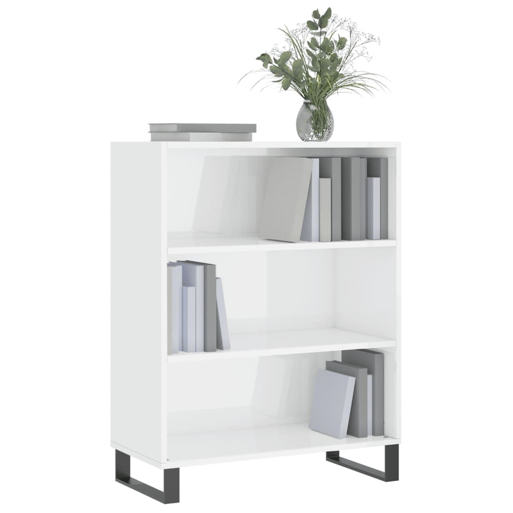 Shiny white shelving cabinet 69.5x32.5x90 cm