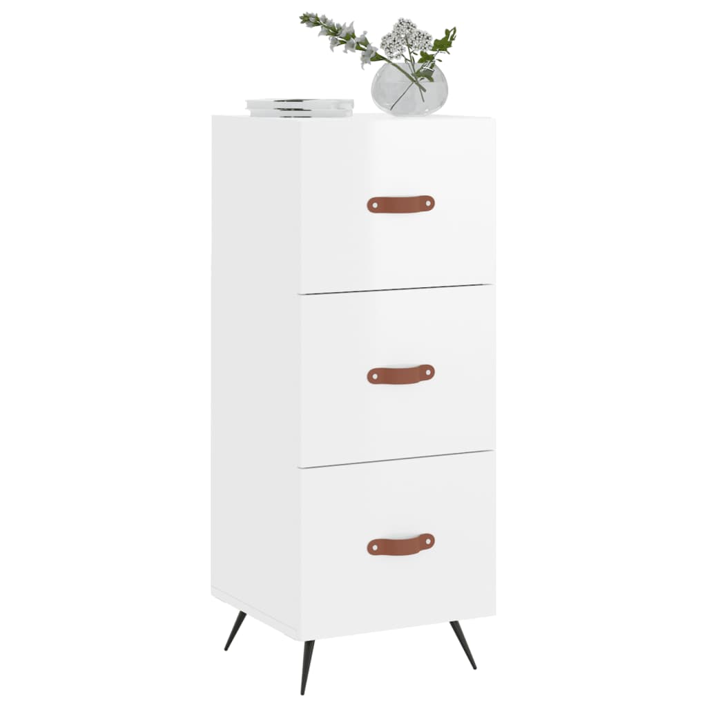 Buffet Blanc brillant 34,5x34x90 cm Bois d'ingénierie