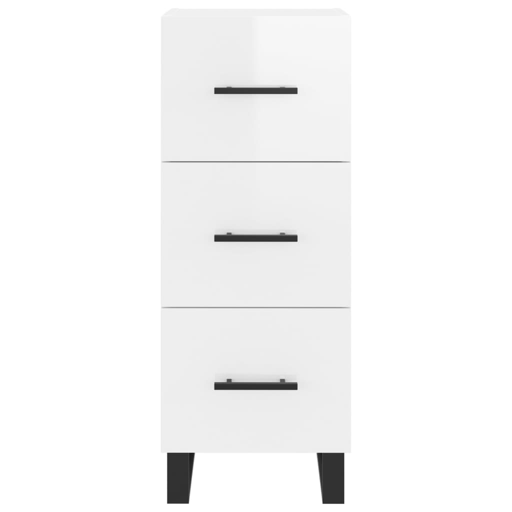 Buffet bianco brillante 34.5x34x90 cm legno di ingegneria