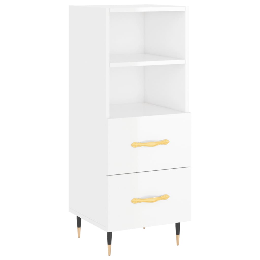 Buffet Blanc brillant 34,5x34x90 cm Bois d'ingénierie