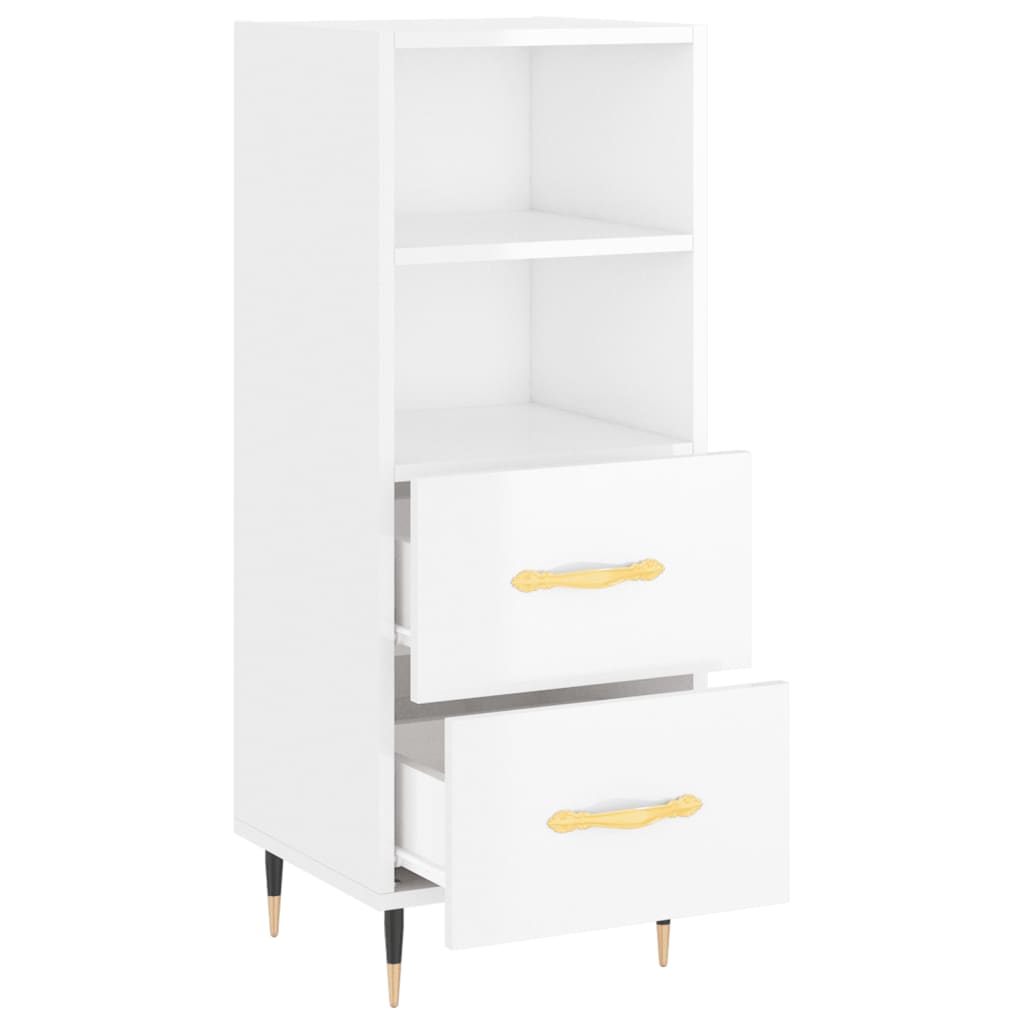 Buffet Blanc brillant 34,5x34x90 cm Bois d'ingénierie