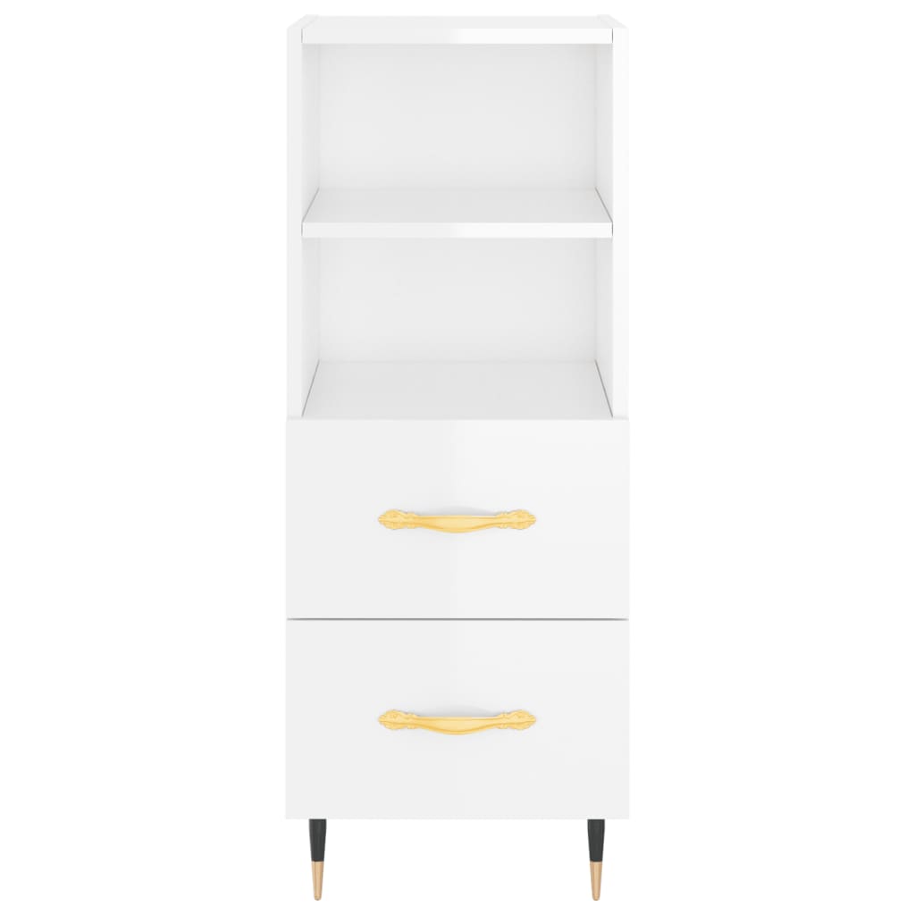 Buffet Blanc brillant 34,5x34x90 cm Bois d'ingénierie