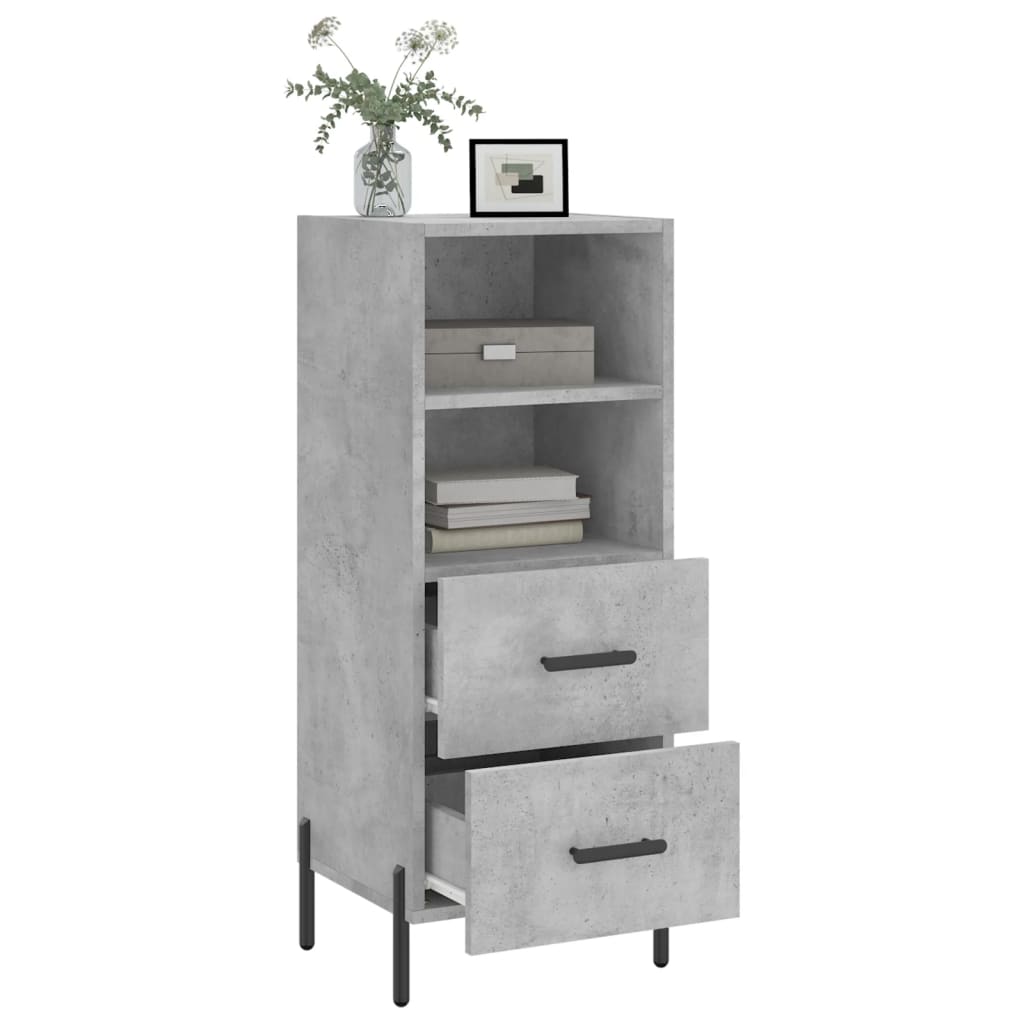 Buffet Gris béton 34,5x34x90 cm Bois d'ingénierie