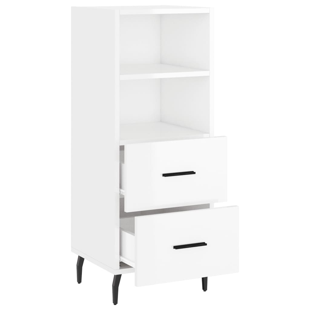 Buffet Blanc brillant 34,5x34x90 cm Bois d'ingénierie