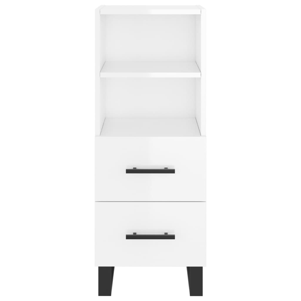 Buffet Blanc brillant 34,5x34x90 cm Bois d'ingénierie