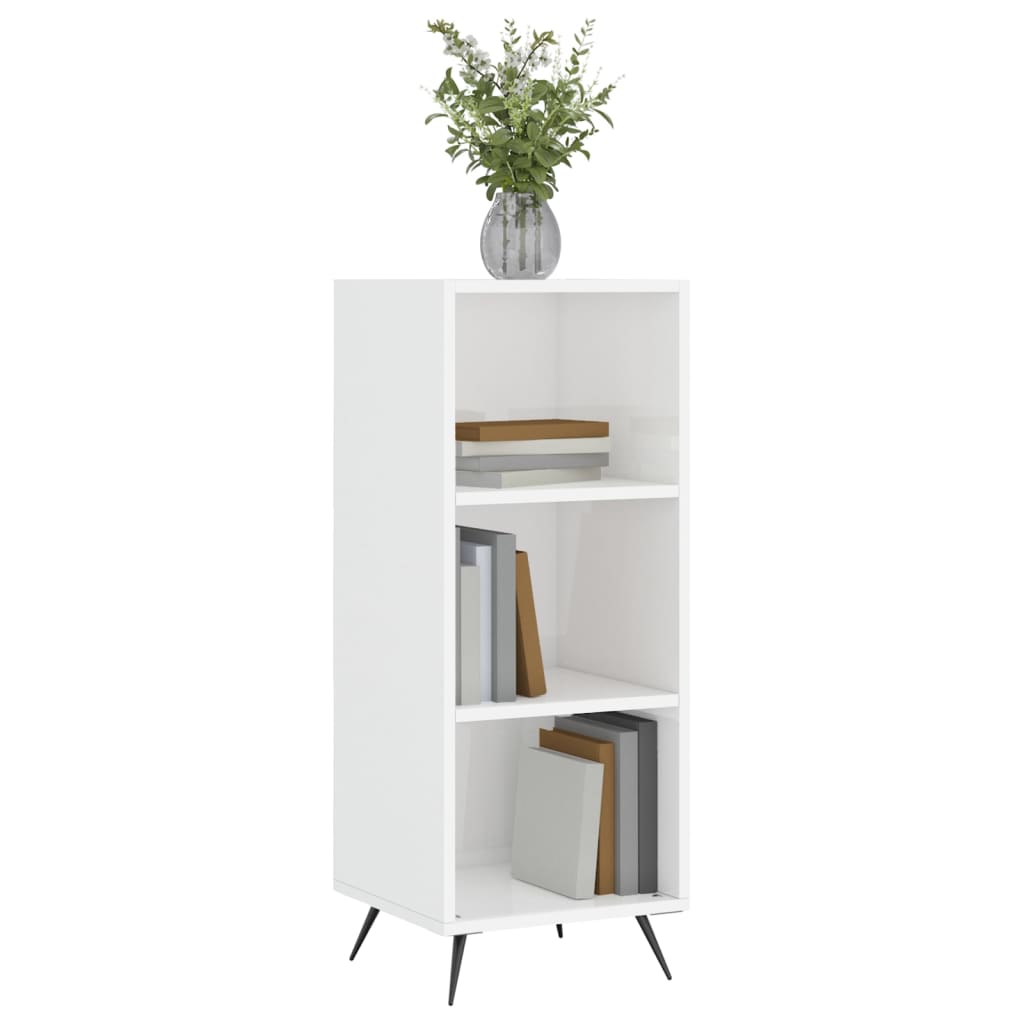 Shiny white shelves cabinet 34.5x32.5x90 cm