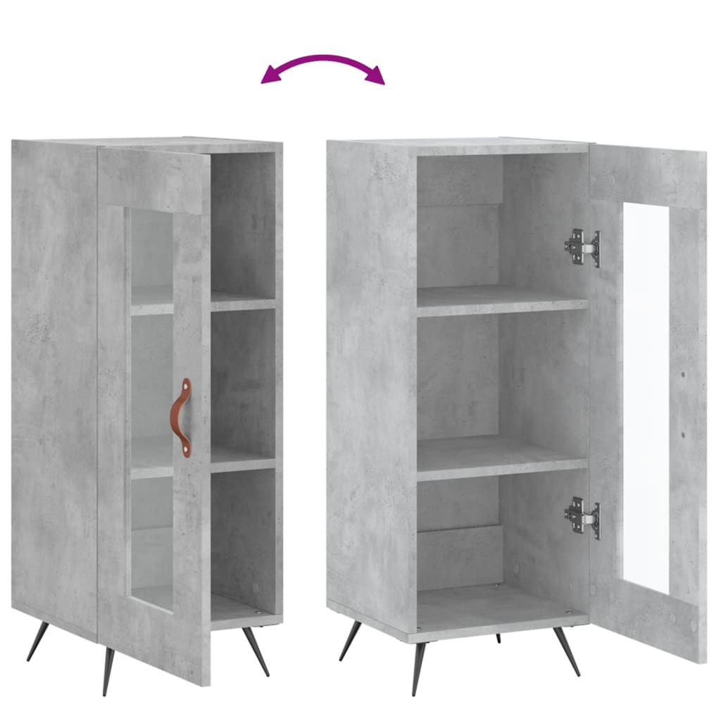 Buffet Gris béton 34,5x34x90 cm Bois d'ingénierie