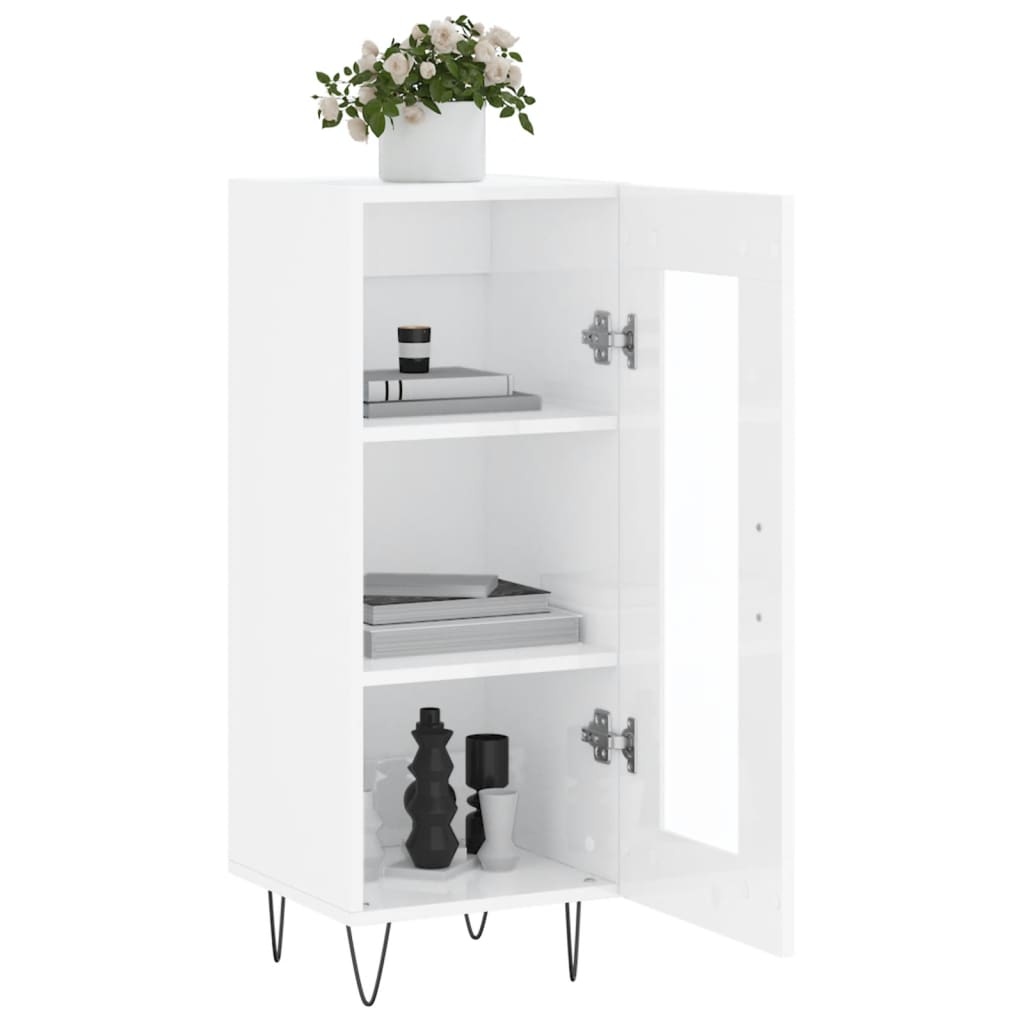 Buffet Blanc brillant 34,5x34x90 cm Bois d'ingénierie