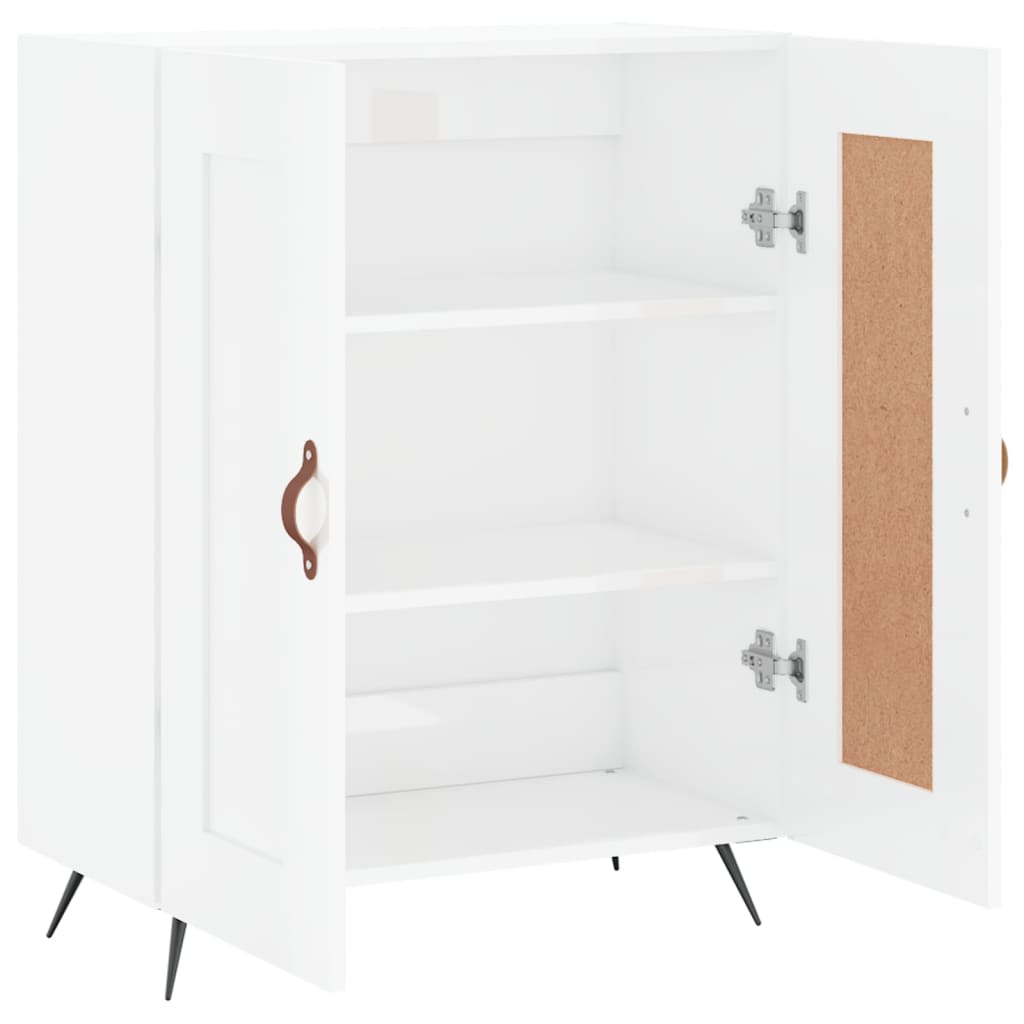 Buffet Blanc brillant 69,5x34x90 cm Bois d'ingénierie