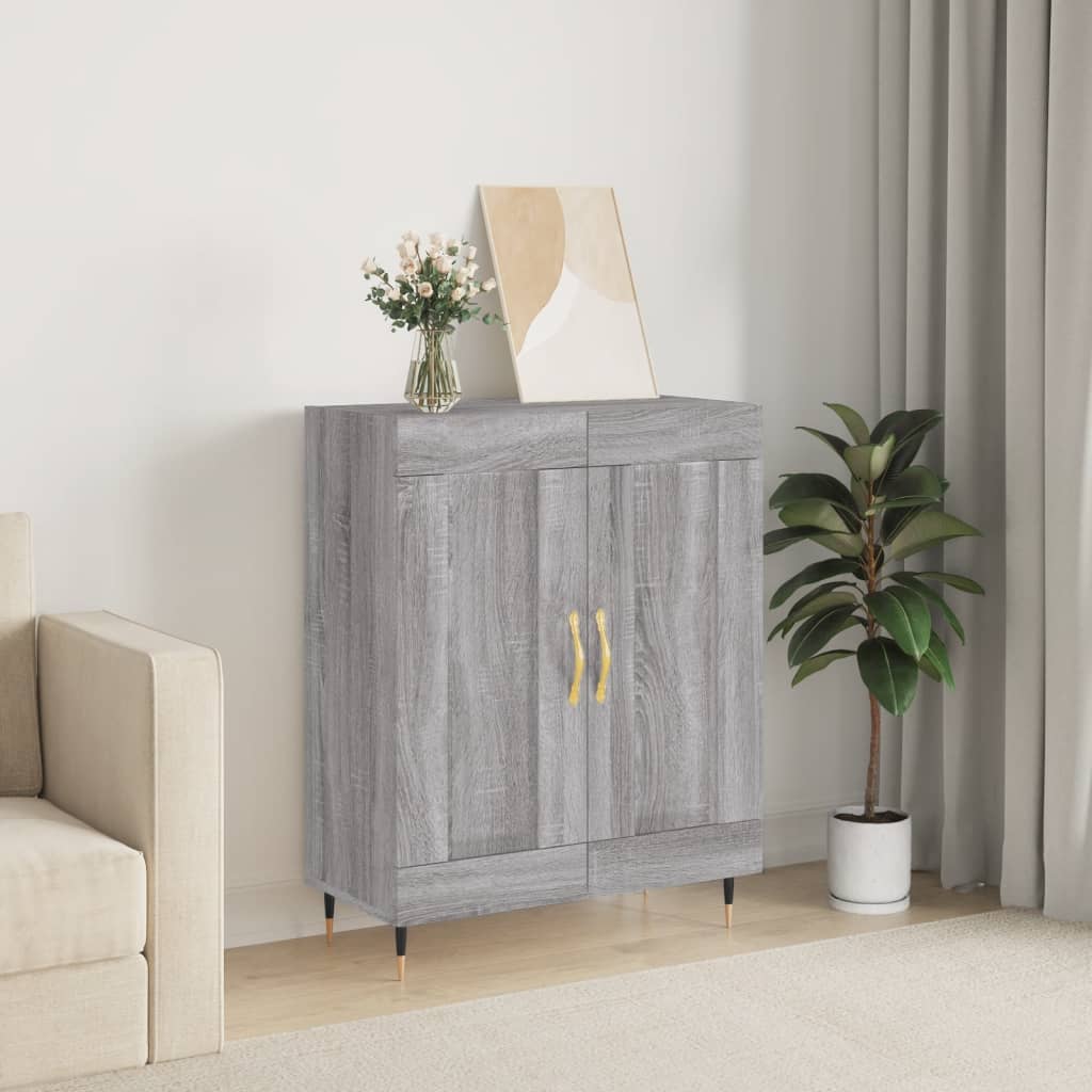 Credenza Sonoma grigia 69,5x34x90 cm in derivati ​​del legno