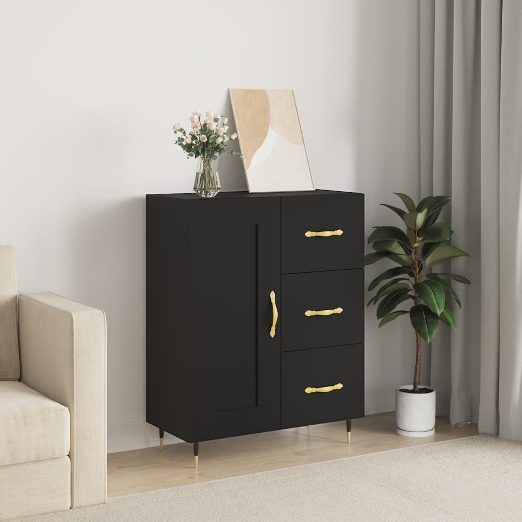 Credenza nera 69,5x34x90 cm in derivati ​​del legno