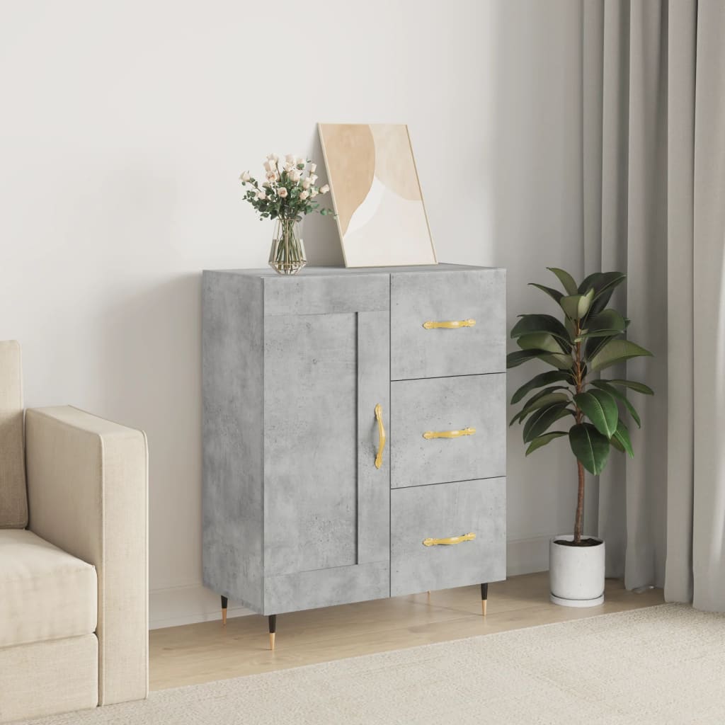 Credenza grigio cemento 69,5x34x90 cm in multistrato