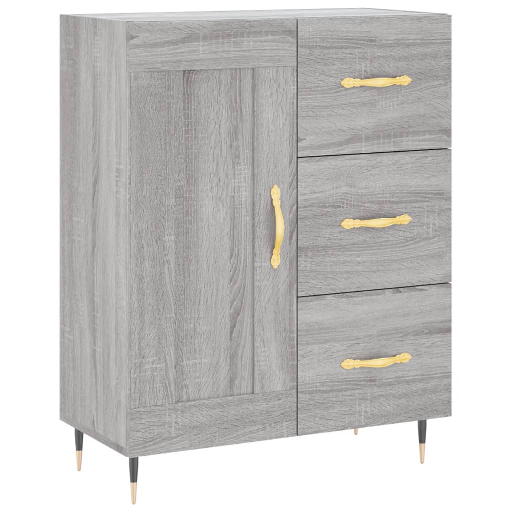 Credenza Sonoma grigia 69,5x34x90 cm in derivati ​​del legno