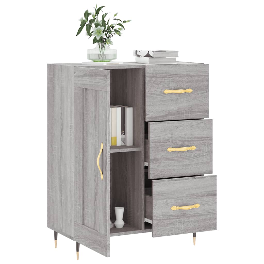 Credenza Sonoma grigia 69,5x34x90 cm in derivati ​​del legno