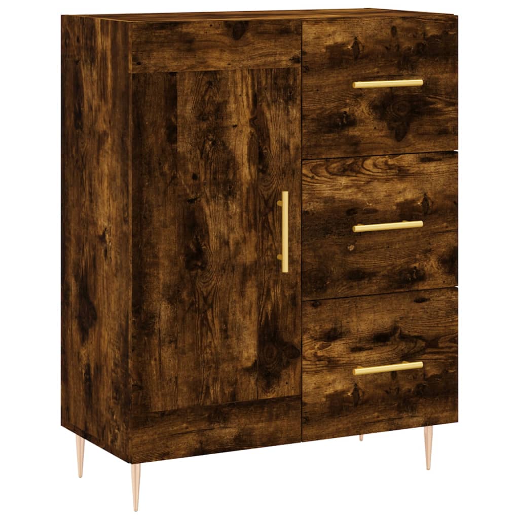 Buffet chêne fumé 69,5x34x90 cm bois d'ingénierie