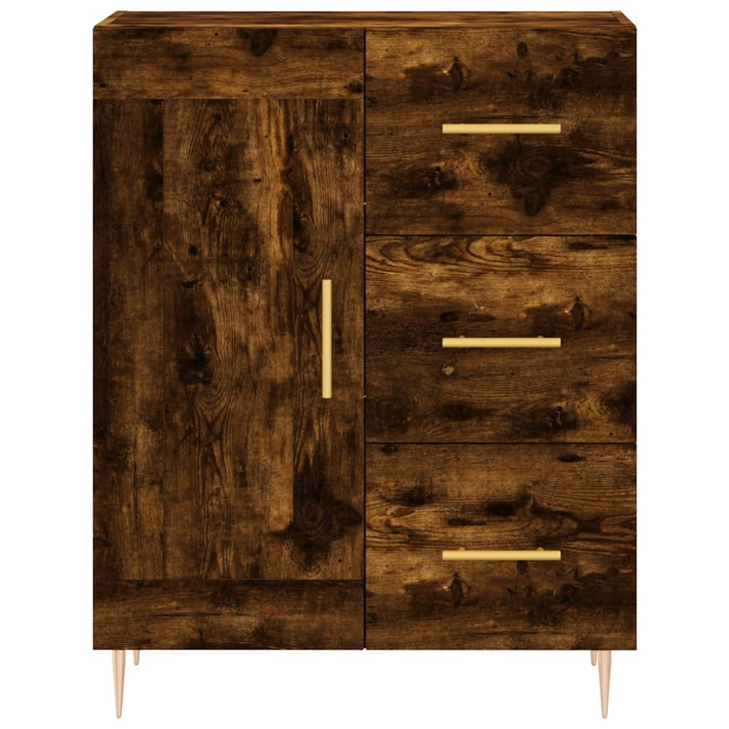 Buffet chêne fumé 69,5x34x90 cm bois d'ingénierie