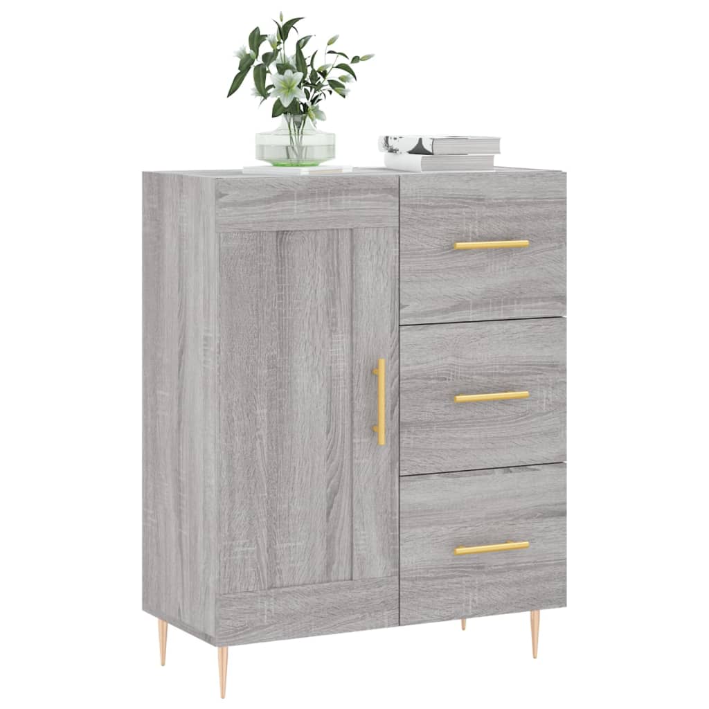 Credenza Sonoma grigia 69,5x34x90 cm in derivati ​​del legno